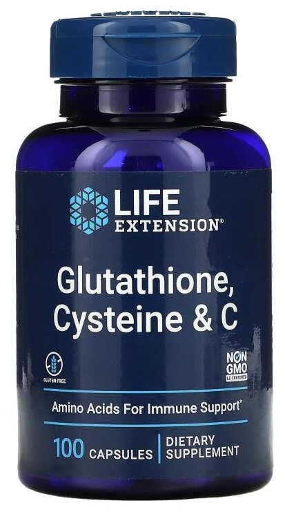 Капсулы Life Extension Glutathione Cysteine & C, 160 г, 100 шт.