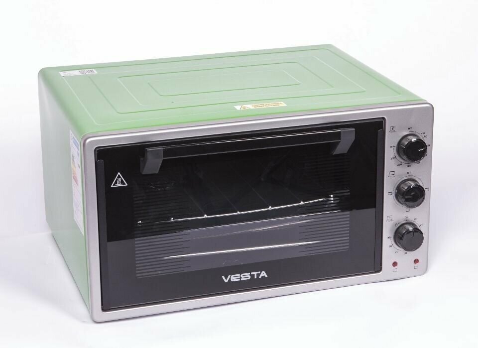 Мини-печь VESTA 2336 Е серо-зеленая печь с подсветкой