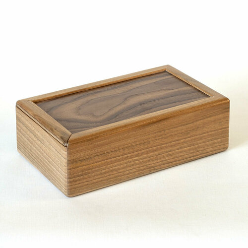 Шкатулка-пенал из натурального дерева для хранения универсальная ручной работы, массив ореха + МДФ