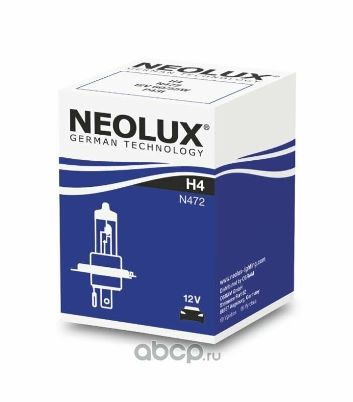 Лампа Neolux H4 12V-60/55W P43t, 1 шт, N472