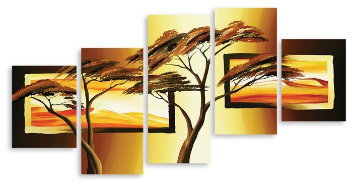 Модульная картина на холсте "Африканский пейзаж" 170x90 см