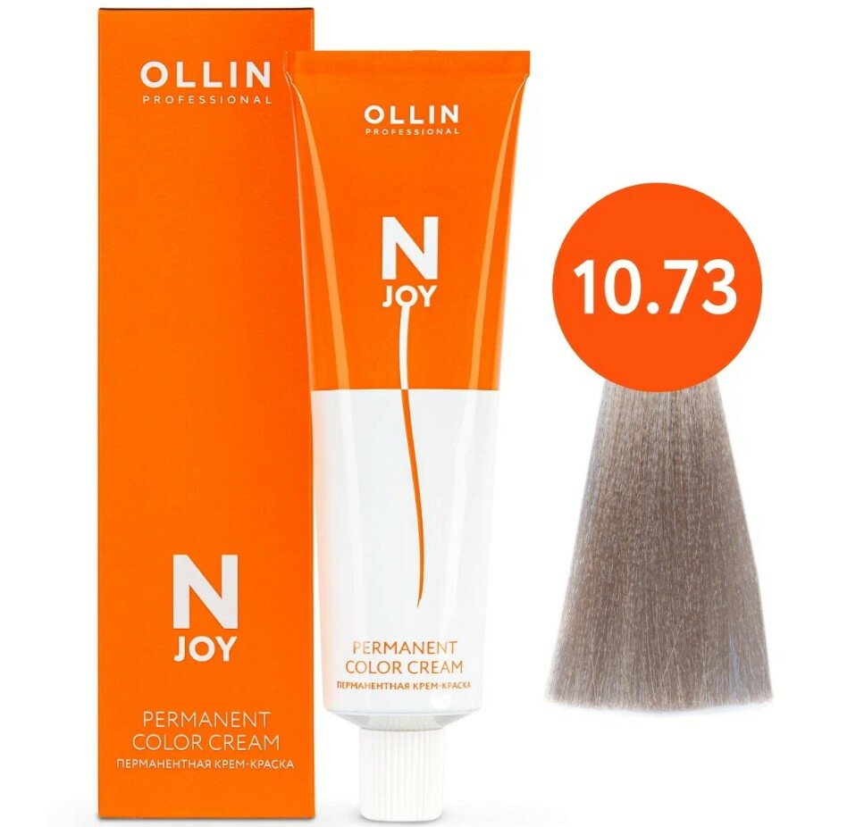 OLLIN Professional Стойкая крем-краска для волос N-Joy Color Cream, 10/73 светлый блондин коричнево–золотистый, 100 мл