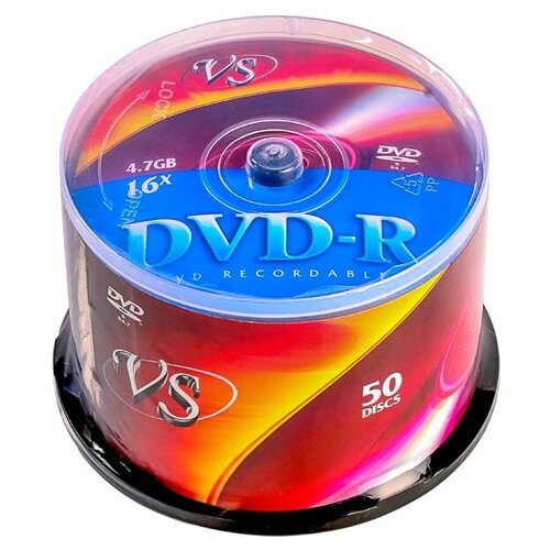 Носители информации DVD-R, 16x, VS, Cake/50, VSDVDRCB5001 оптический диск dvd r vs 4 7gb 16x cake box 50шт vsdvdrcb5001