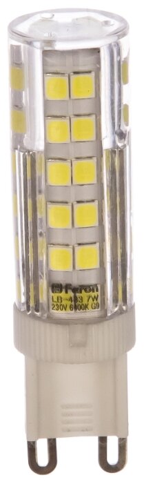 Светодиодные лампы G9 Feron Лампа светодиодная Feron LB-433 G9 7W 6400K 25768 за 10 штук - фотография № 5