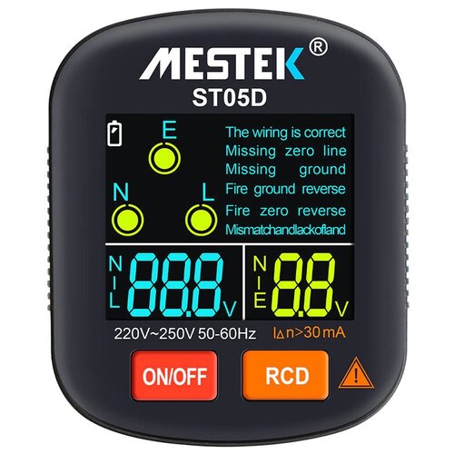 Цифровой тестер розеток Mestek 30-250 В