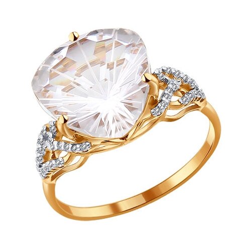фото Sokolov золотое кольцо с горным хрусталём 714034, размер 18.5