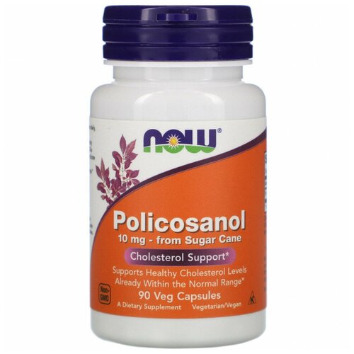 NOW Policosanol (Поликозанол) 10 мг 90 вег. капсул