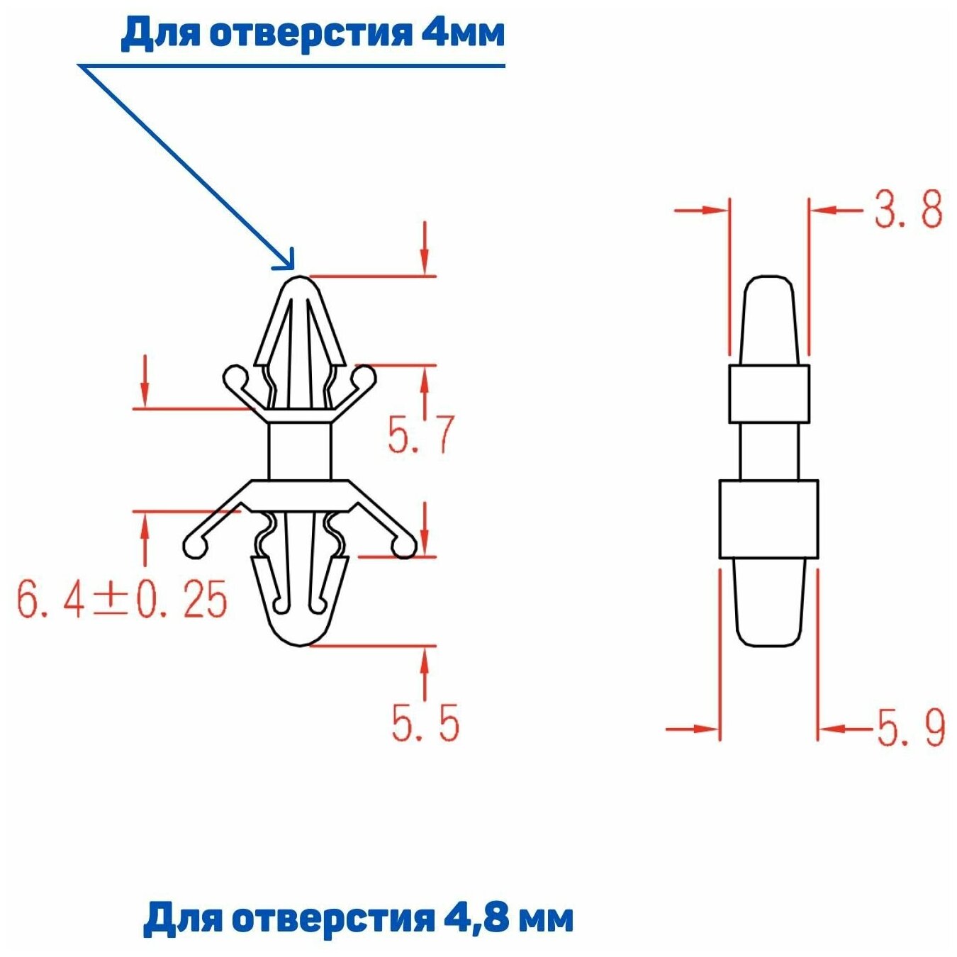 Держатель платы пластиковый 6.4мм, Kai Suh Suh (10шт.)