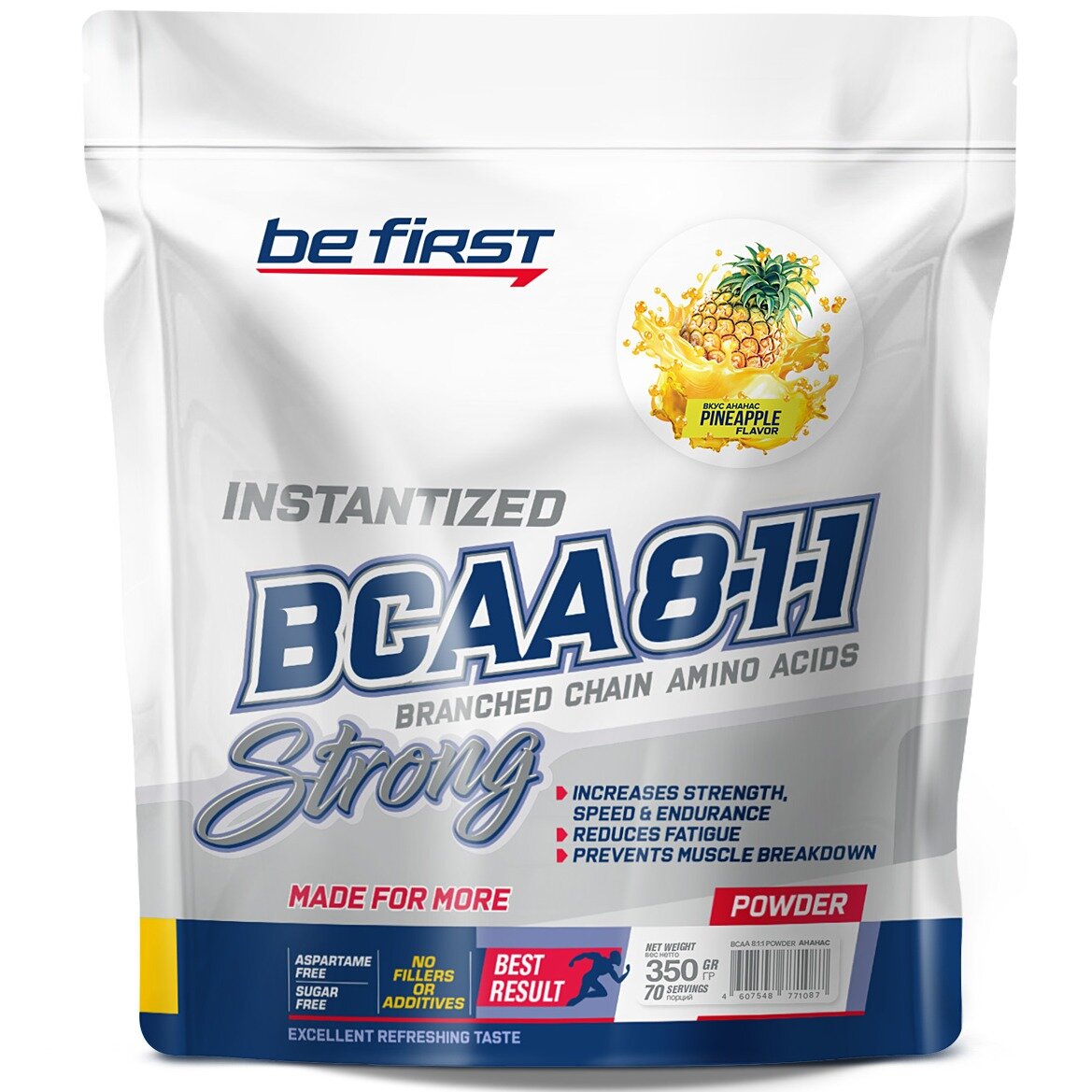 BCAA 8:1:1 Be First BCAA Instantized powder 350 г, Ананас