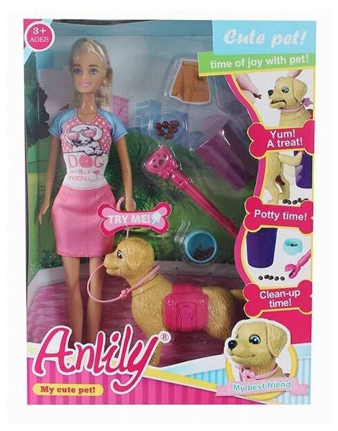Кукла Anlily с питомцем и аксессуарами, 32 см, 99123 разноцветный
