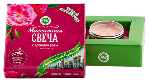 Крымская Натуральная Коллекция Массажная свеча для тела с ароматом розы, 12 г