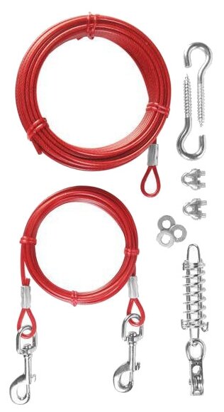 Трос для собак Trixie Tie Out Cable, размер 15м, красный - фотография № 1