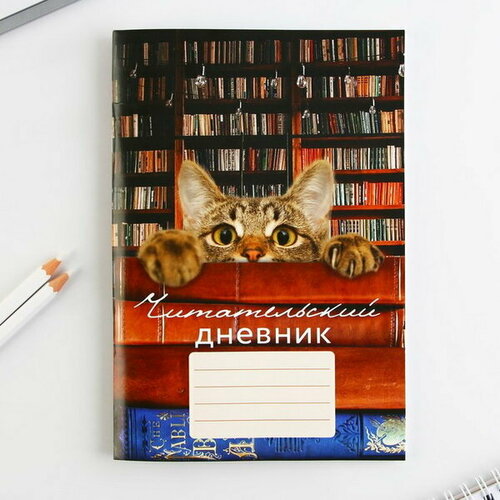 Читательский дневник Кот, мягкая обложка, формат А5, 48 листа.