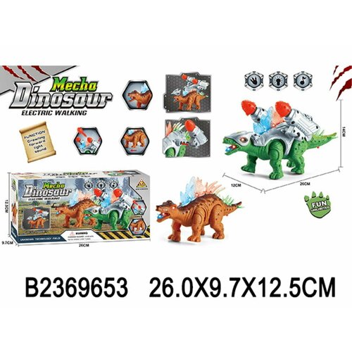 игрушка на бат 623 2 хамелеон звук подсветка Динозавр на бат. 2 цв. в ассортименте, свет. и звук. эффекты, ходит, стреляет пульками, в к 26x9,7x1