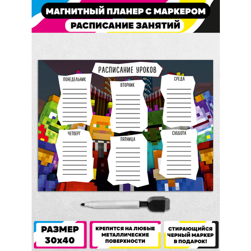 Магнитный планер "Расписание уроков" 30х40