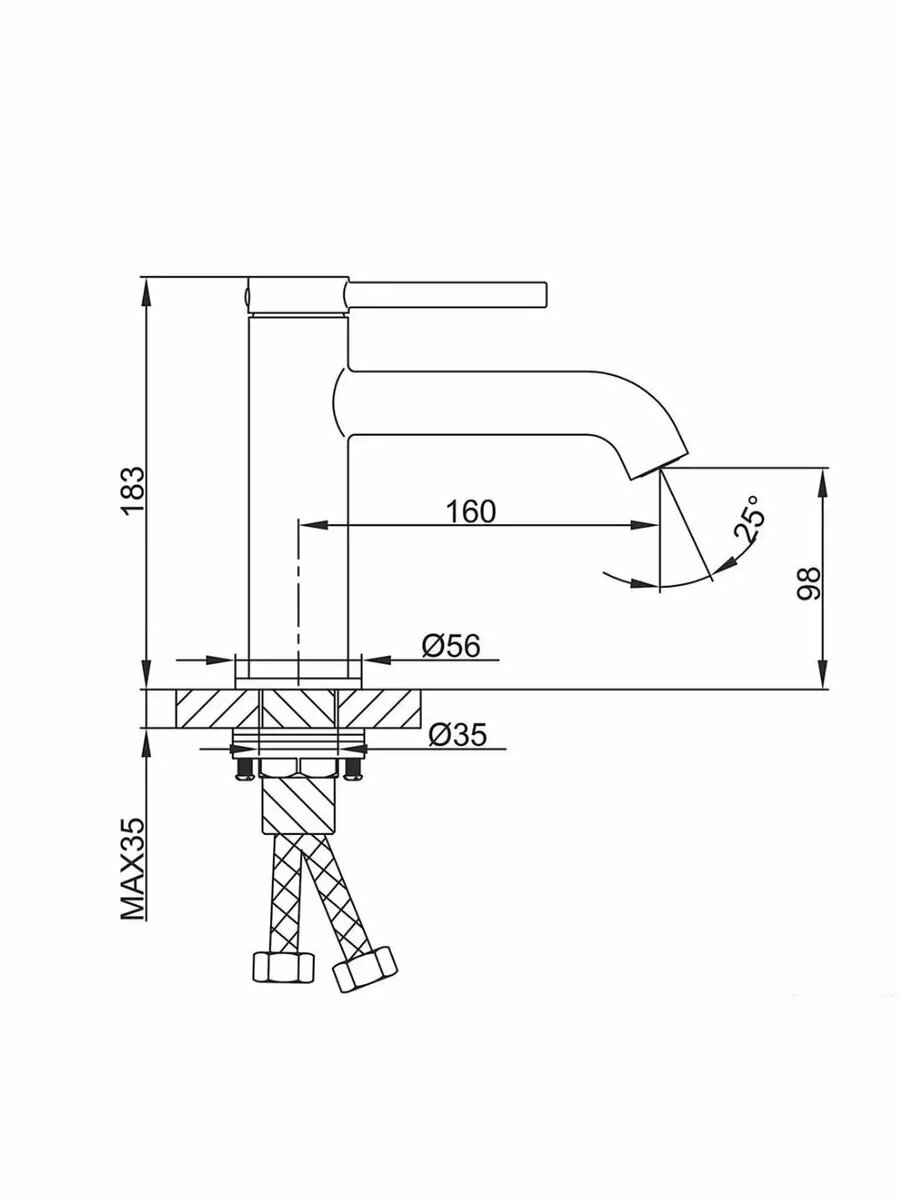 Смеситель для раковины фиксированный Gappo G1006-9 цвет оружейная сталь, латунь — фото 1