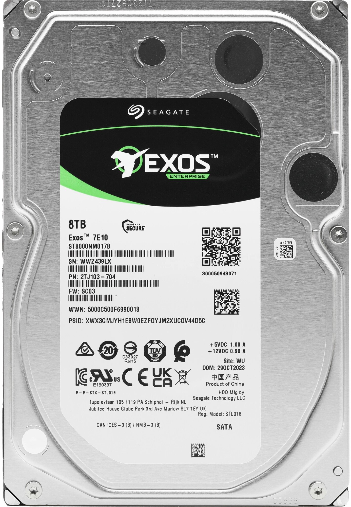 8 ТБ Внутренний жесткий диск Seagate Exos 7E10 7200 RPM, 256 МБ кэш (ST8000NM017B) — фото 1