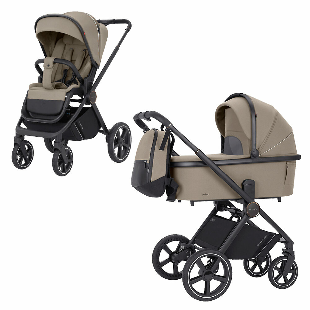 Коляска 2в1 - Carrello Ultimo, цвет Pearl Beige / Black Frame (Бежевый / Чёрная рама)