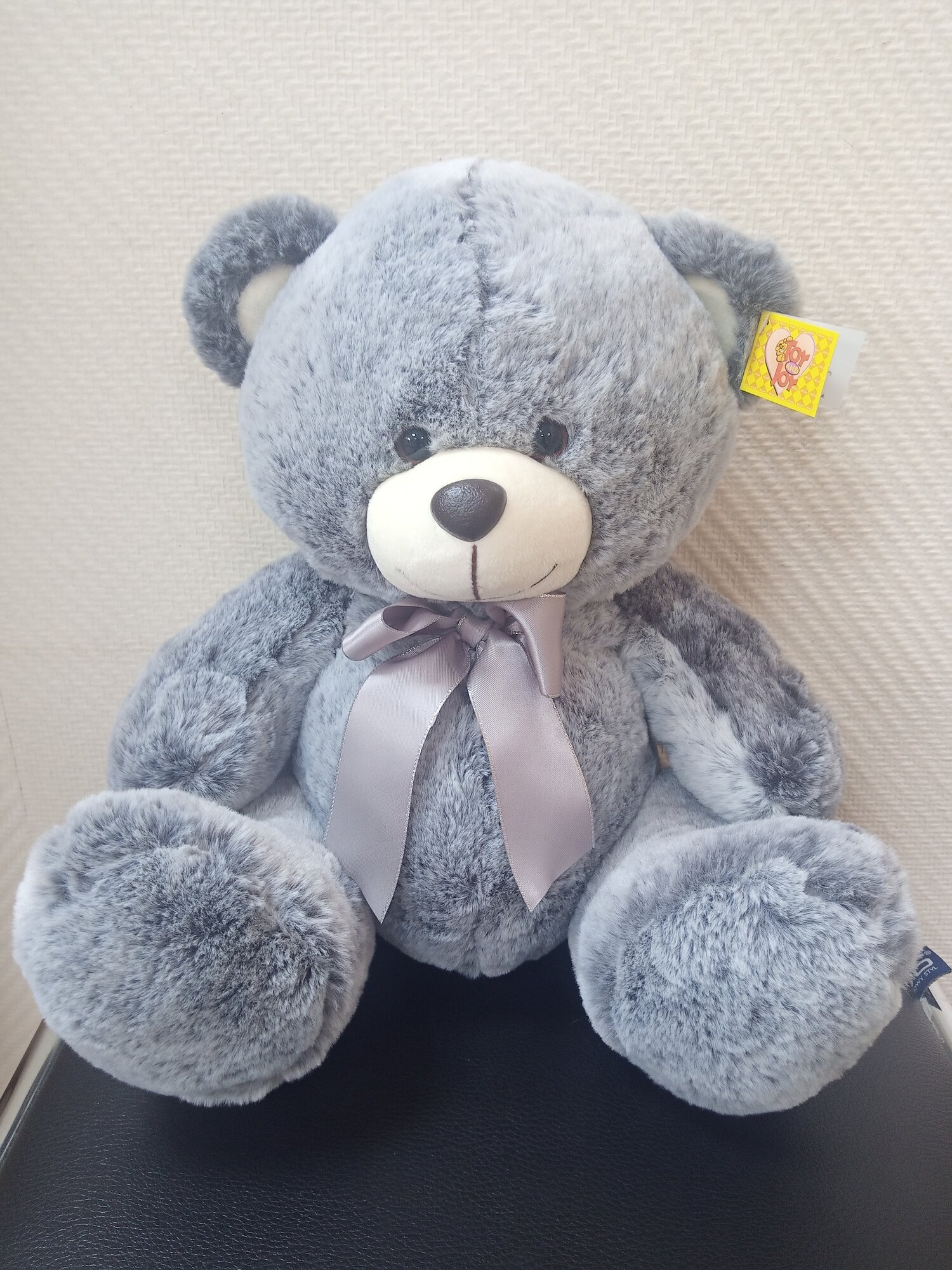Плюшевый мишка, мягкая игрушка медведь с бантом 70 см, серый