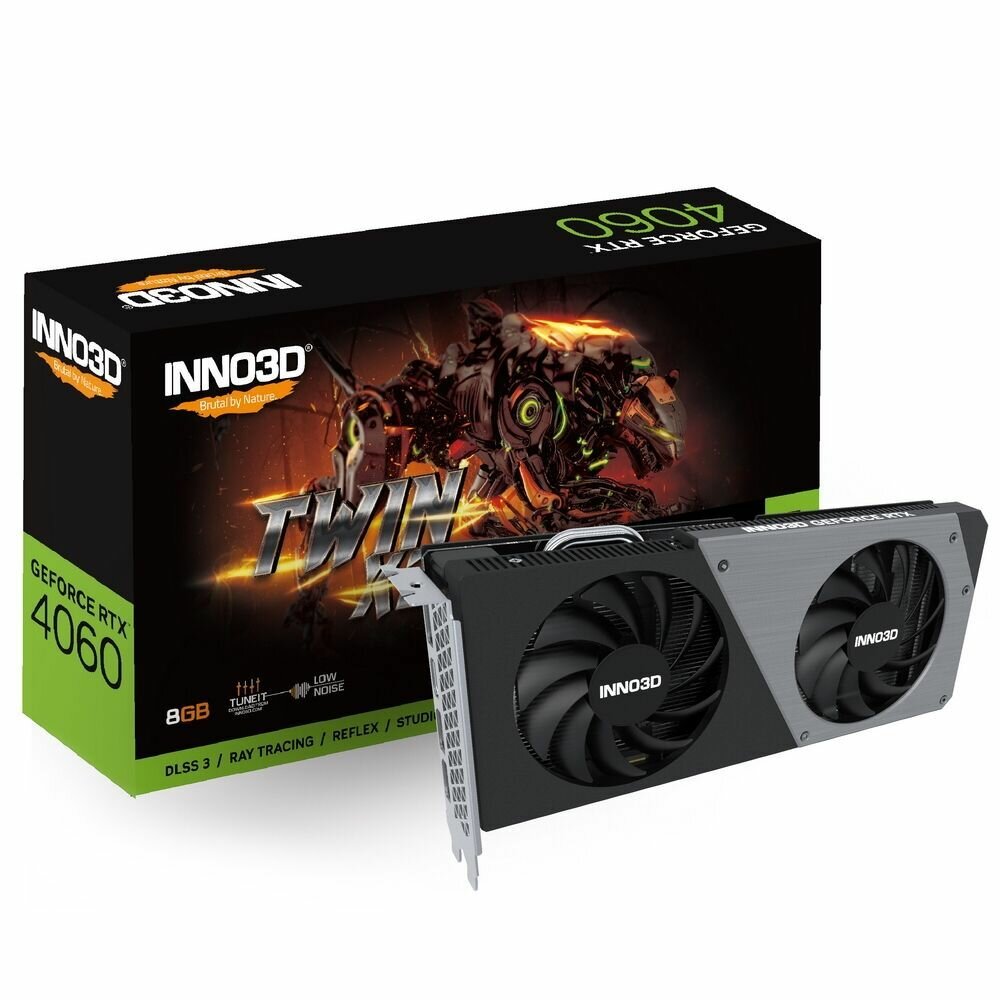 Видеокарта Inno3D RTX4060 TWIN X2 OC, 8 GB, GDDR6, 2 вентилятора