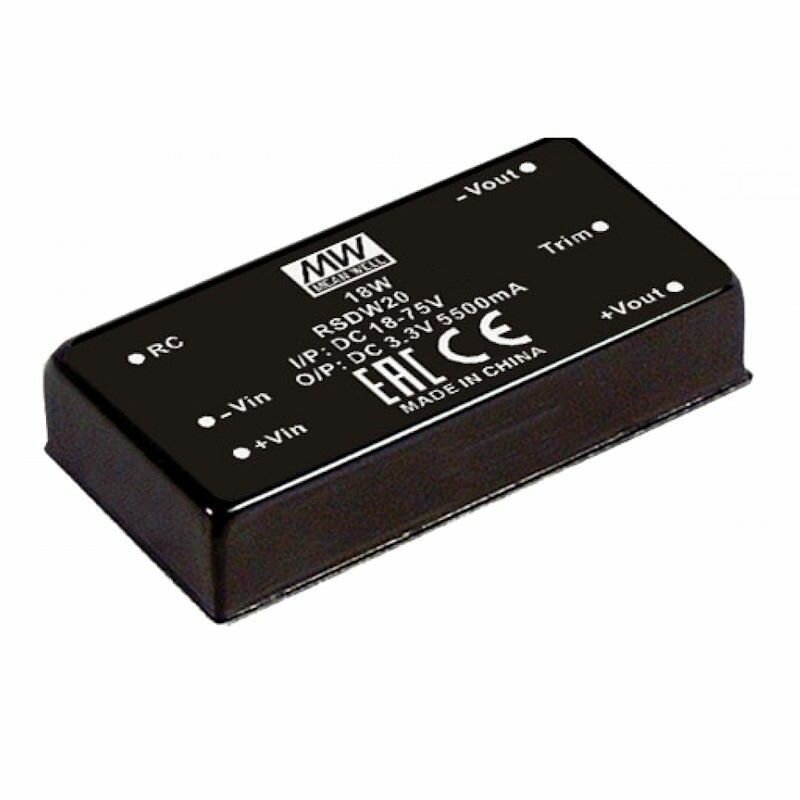 Преобразователь DC-DC Mean Well RSDW20G-12, напряжение 12 Вт, изоляция 1500В DC