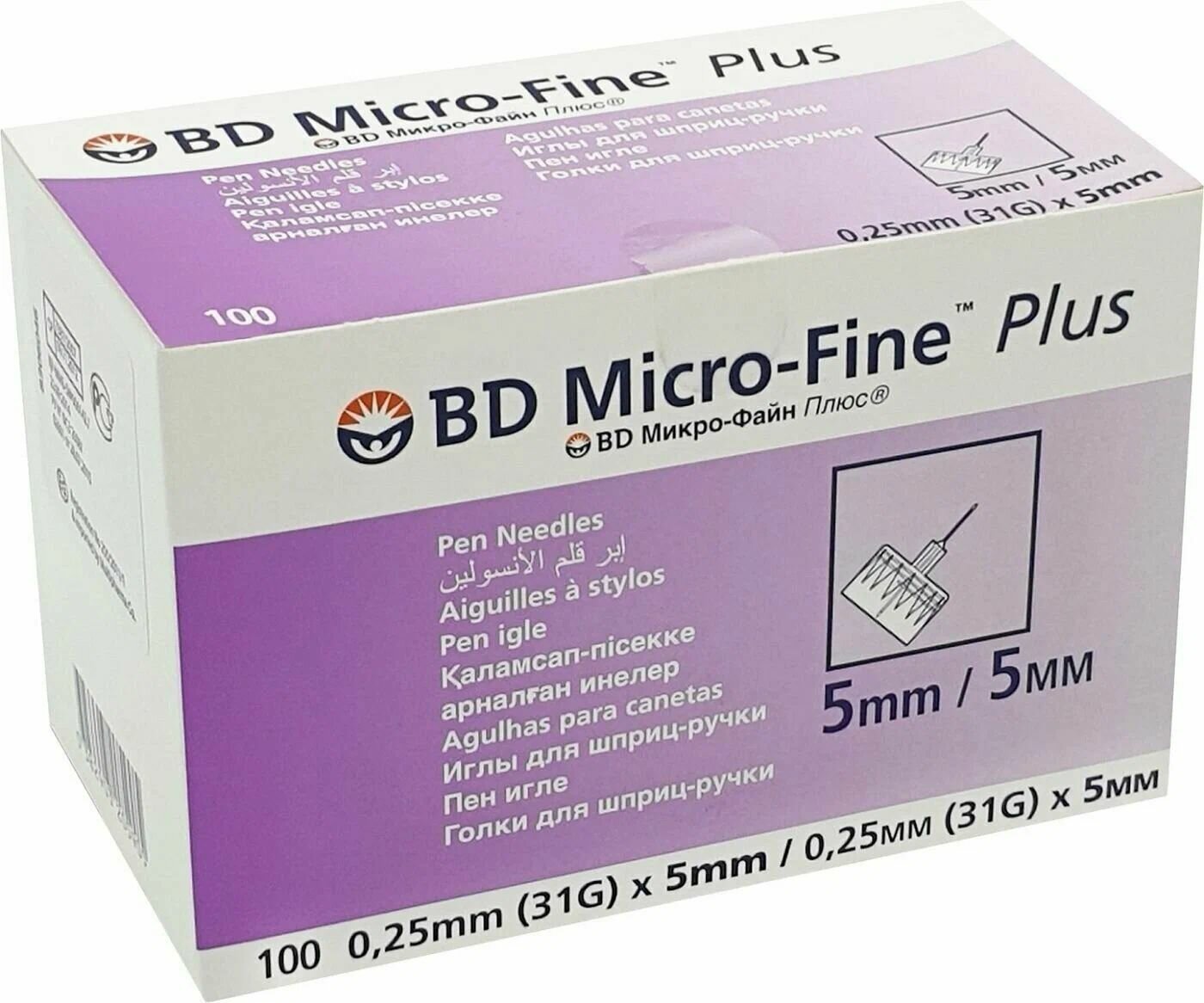 Иглы Для Шприц-Ручек Иглы для шприц-ручки BD Micro-Fine Plus 31G (0.25 х 5мм) 100шт.