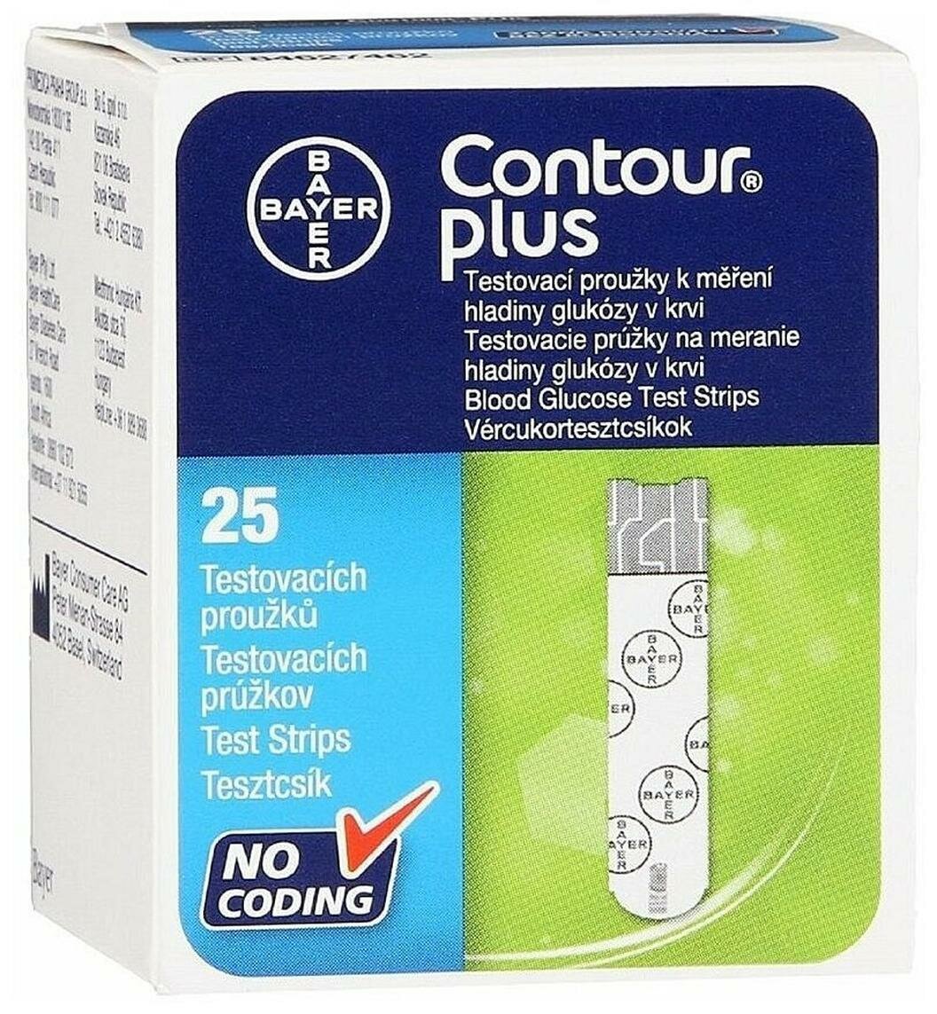 Тест-Полоски Для Глюкометров Тест-полоски Contour Plus (Контур Плюс) №25, для глюкометра, 25 шт