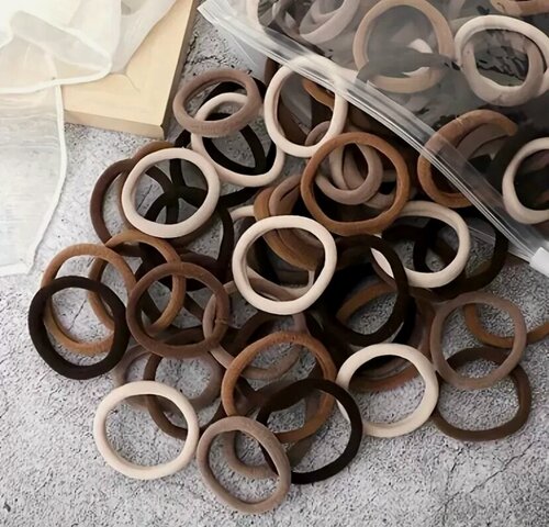 Изображение товара Резинки для волос , плетение браслетов набор 100 шт , диаметр 2,5 см, цвет бежевый/коричневый/хаки