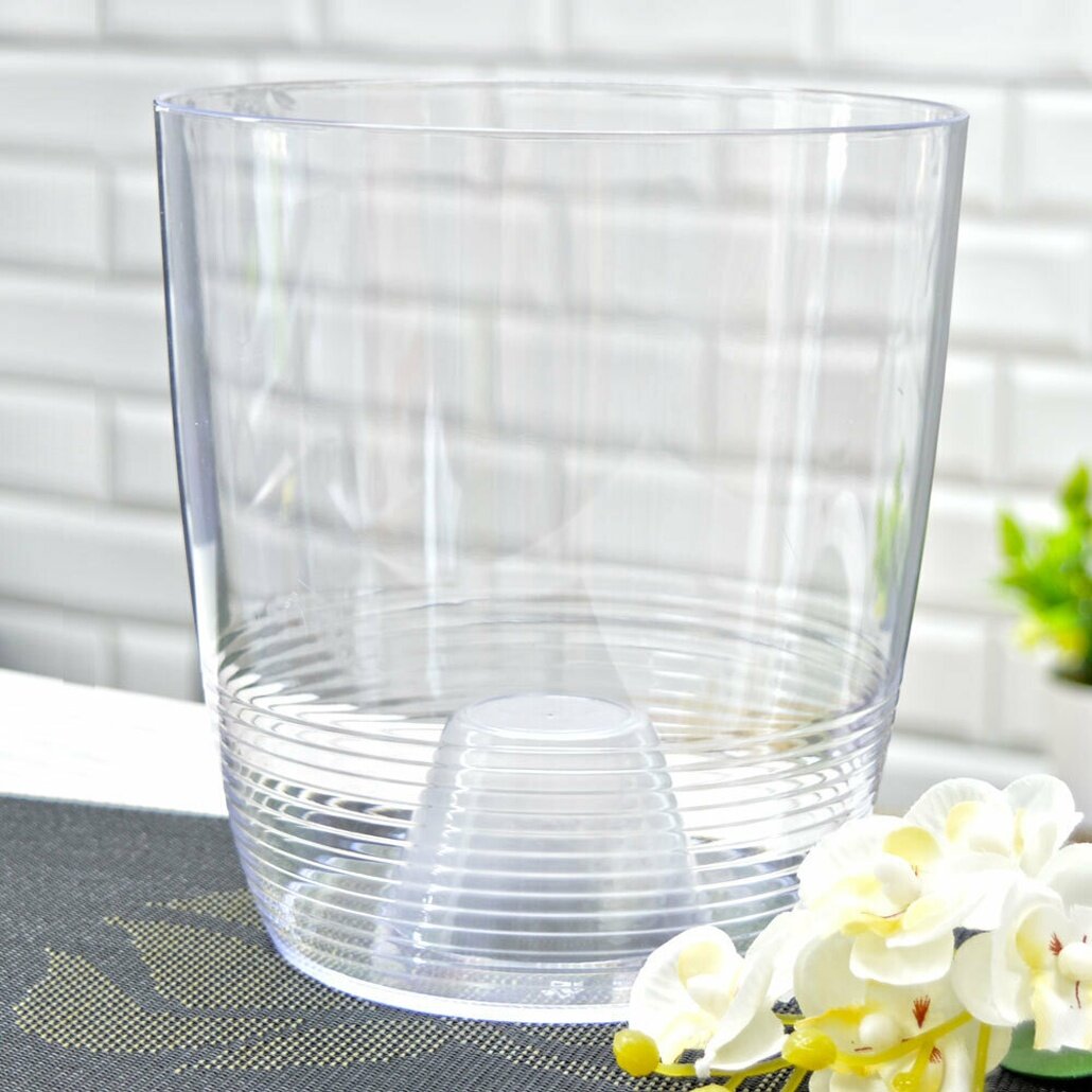 Кашпо для орхидей 21л прозрачное диаметр 15 см высота 16 см