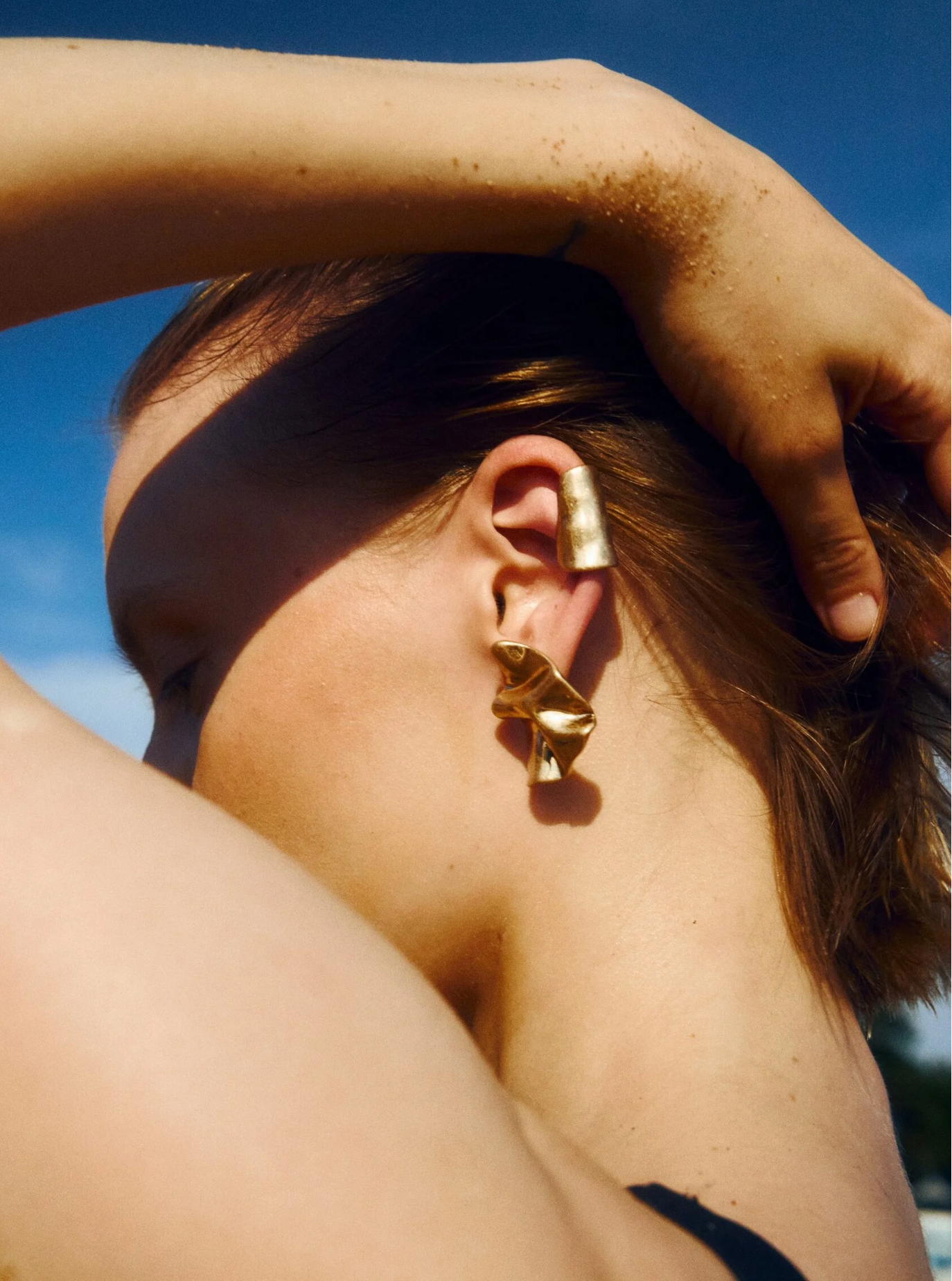 Серьги пусеты FETISH, размер 30 мм, золотистый — фото 1