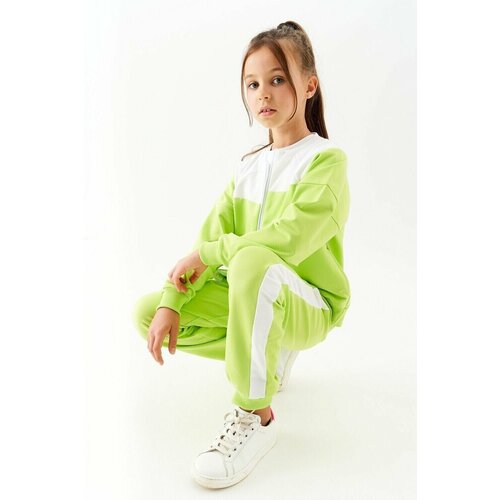 фото Спортивная форма matematika для девочек, олимпийка и брюки, размер 152, зеленый, белый