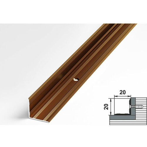 Порог угловой внутренний алюминиевый лука (20х20 мм, 1,35 м, порошковое покрытие, Бронза) 00000002912