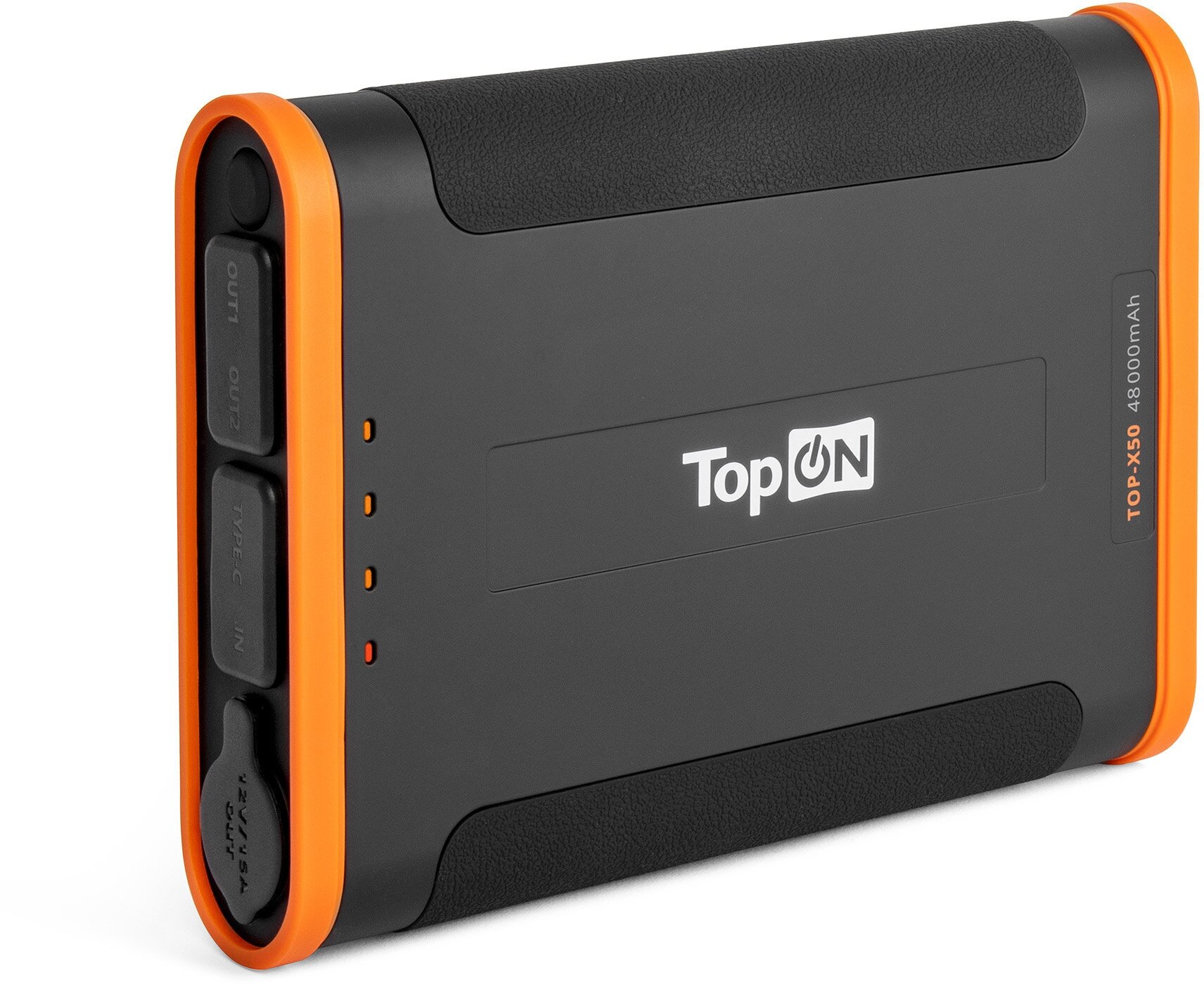 Внешний аккумулятор TopON TOP-X50 48000mAh Type-C PD 60W, USB1 QC3.0, USB2 12W, авторозетка 180W, фонарь, защита от брызг, LiFePO4. Черный