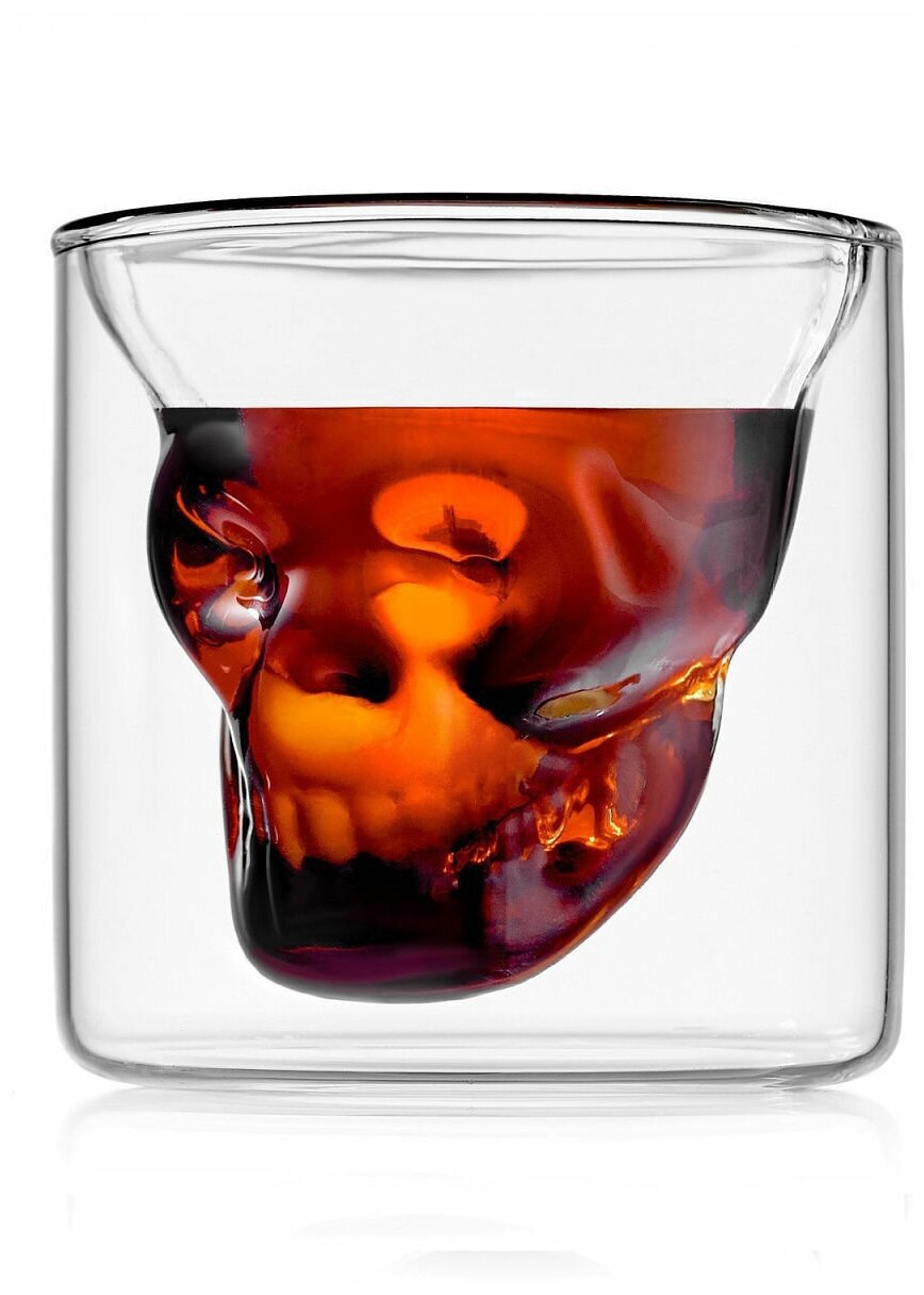 Рюмка для водки "Череп" Walmer Skull с двойными стенками, стеклянная, 80 мл - фотография № 17