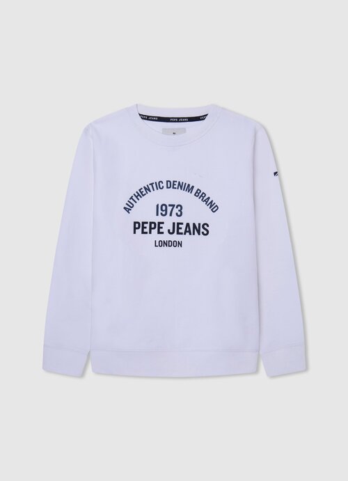 Свитшот Pepe Jeans, средней длины, размер 12, белый