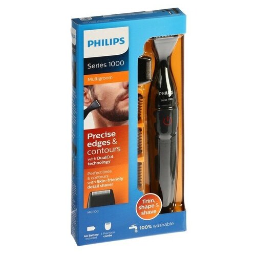 Philips Триммер Philips MG110016 для бороды 1-5 мм 1хАА не в комплекте чёрный 556200₽