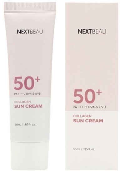 Солнцезащитный омолаживающий крем для лица Nextbeau с коллагеном SPF 50+ / PA++++, 55 мл