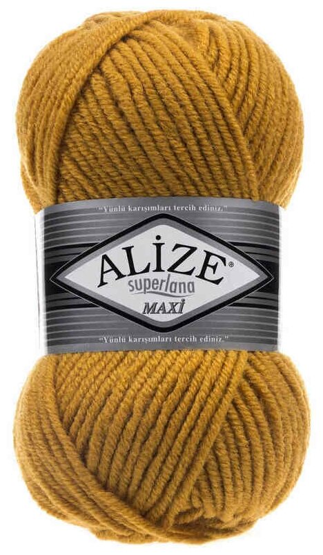 Пряжа Alize Superlana Maxi (Суперлана Макси) - 1 шт Цвет: 02 шафран 75% акрил, 25% шерсть 100г 100м