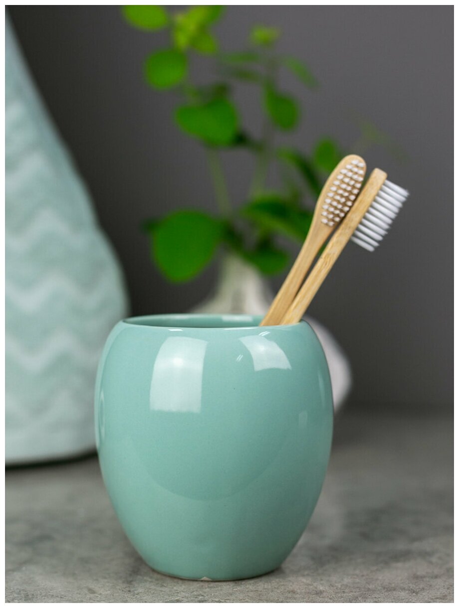 Стакан для зубных щеток BATH PLUS Mint/стакан для мелочей - фотография № 2