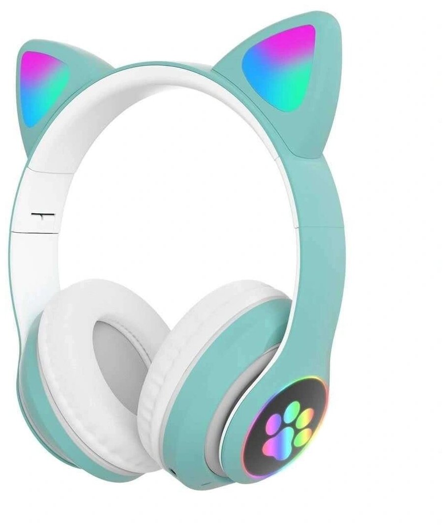 Беспроводные Bluetooth наушники с кошачьими ушками Cat Ear P33M (Бирюзовый)