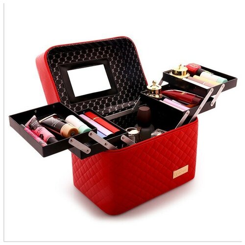 фото Бьюти-кейс для визажиста, мастера маникюра, тату, дорожная косметичка подарок жене, подруге (черный) goods4you