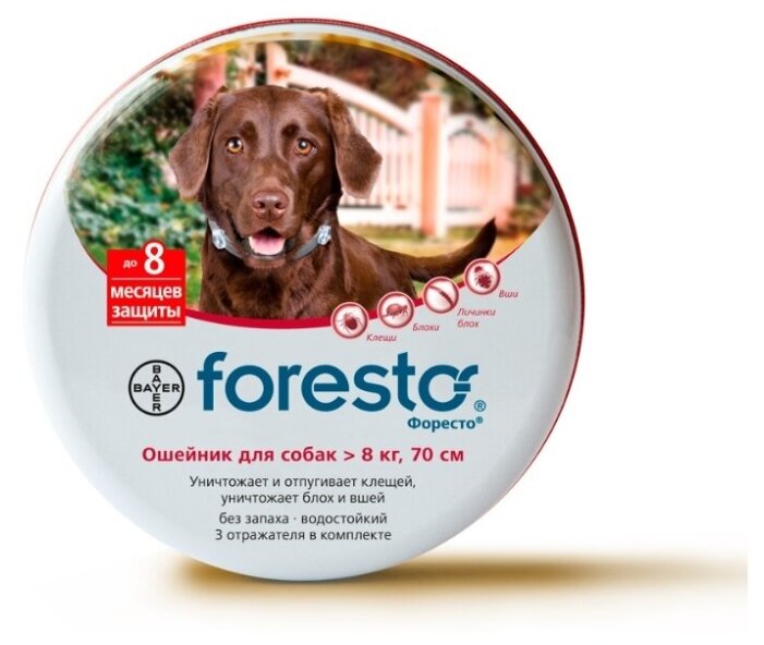 Форесто (Bayer) ошейник от блох и клещей инсектоакарицидный для собак и щенков