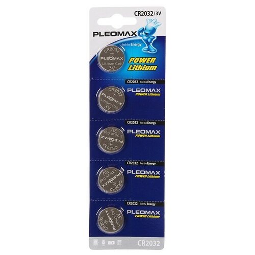 pleomax батарейка pleomax 6f22 Батарейка литиевая Pleomax, CR2032-5BL, 3В, блистер, 5 шт.