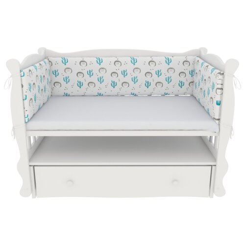 фото Бортик в кроватку на молнии (4 подушки-бортика) amarobaby ёжики (бязь)