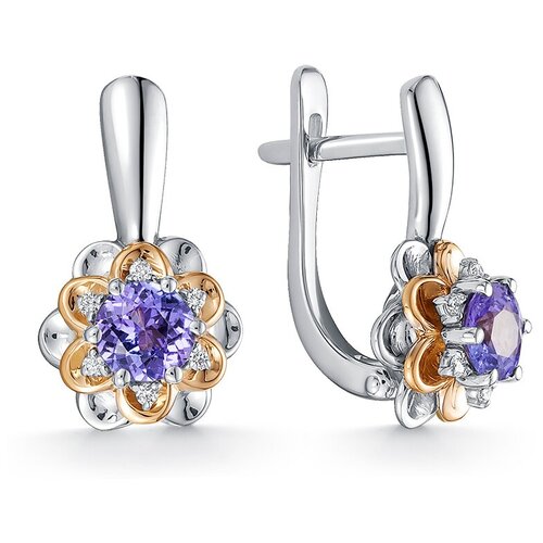 Серьги Vesna jewelry, белое золото, 585 проба, родирование, танзанит, фиолетовый miuz ru серьги c бриллиантами и танзанитами