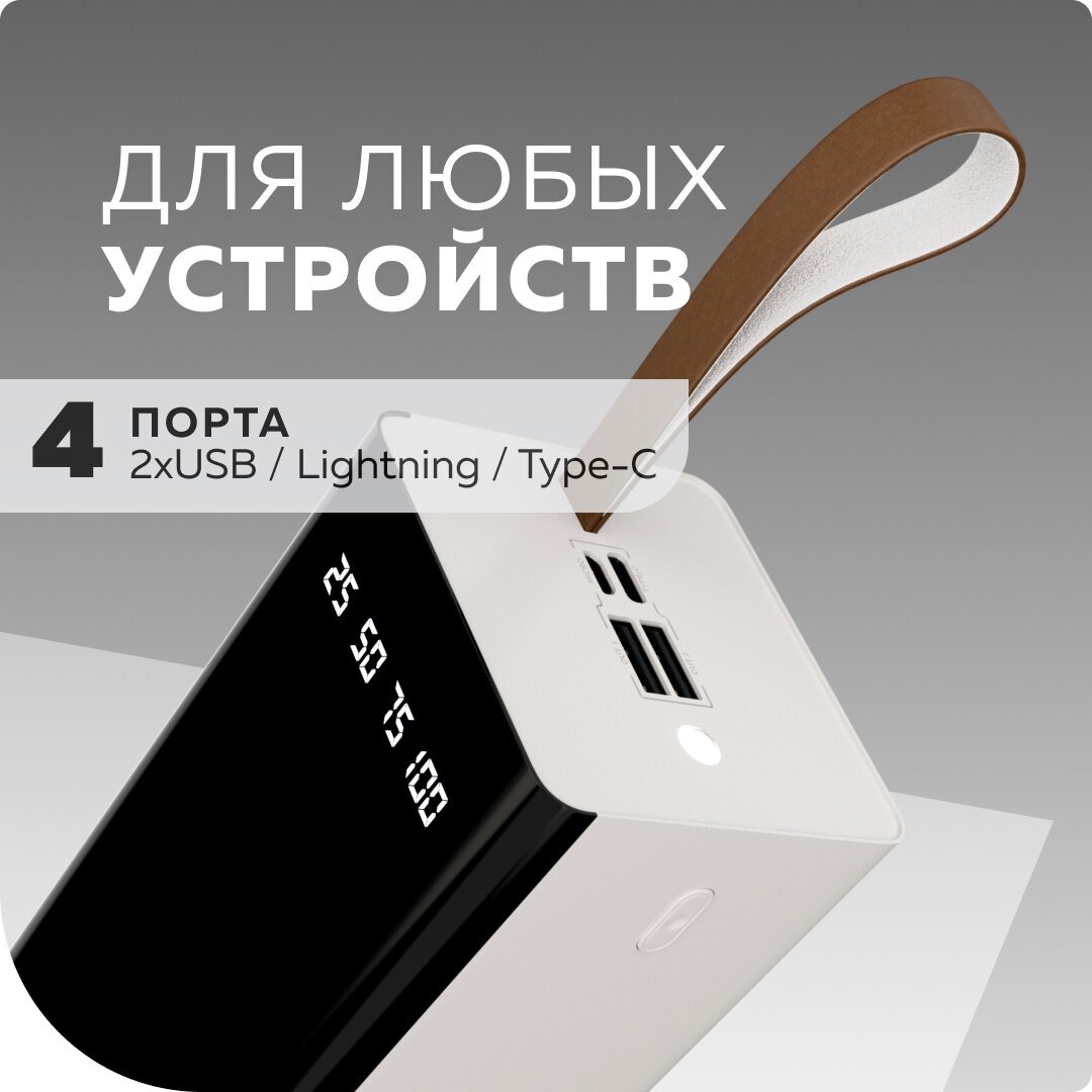 Внешний аккумулятор 50000mAh 2USB 2.1A More choice PB60-50 (White)