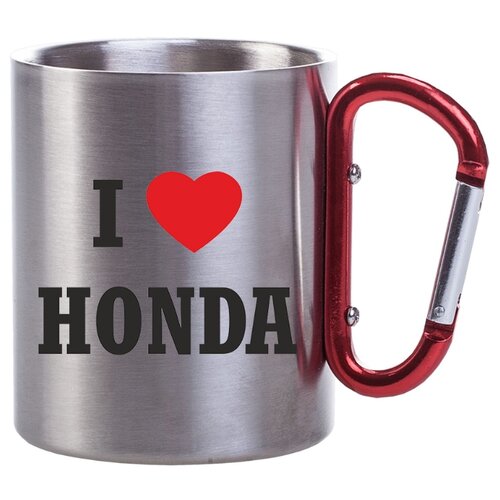 фото Металлическая кружка с карабином i love honda drabs