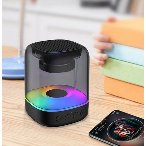 Мобильный динамик HIFI с эффектом шок-басУдарная аудиосистема Сабвуфер Прозрачный светящийся цветной ночник Радужная подсветкаTotal Black 152000₽