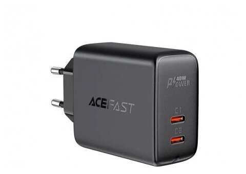 Сетевое зарядное устройство Acefast A9 40 Вт, USB-C + USB-C, черный