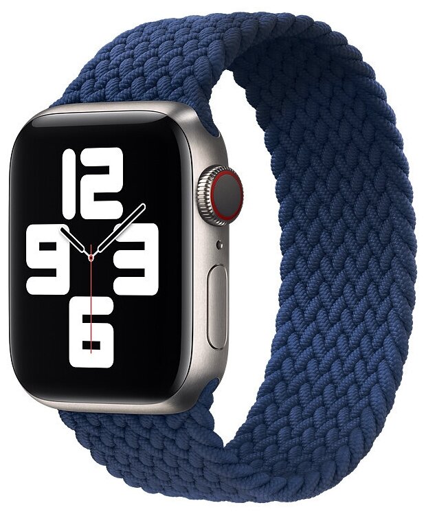 Плетеный ремешок для смарт часов Apple Watch 42-44-45 mm Series 1-7 SE / Сменный монобраслет без застежки Эпл Вотч 42-44-45 мм/ 155mm (Темно-синий)